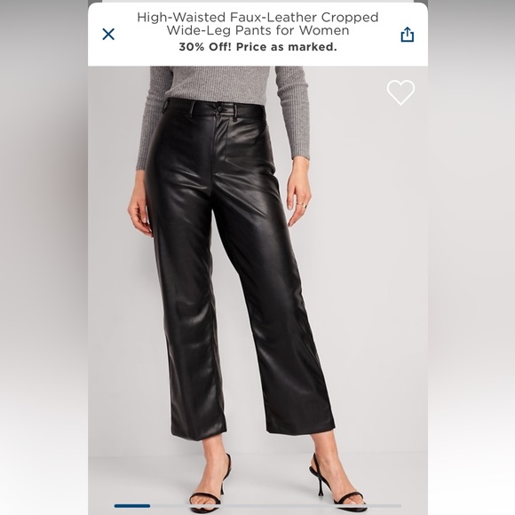Old Navy Pants - Black High Waisted Faux Leather Wide Leg pants NEW with tags